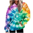 thumbnail image 2 of NuoCaiYun Ladies Hoodies, Women'S Fall Winter Tie-Dye Print Hooded Sweatshirt Long Tops Long Sleeve with Pocket, 2 of 6