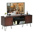 thumbnail image 3 of Canddidliike 59 Inches Retro Wooden TV Stand for TVs up to 65 Inches-Brown, Cabinet Media Console with Storage for Living Room Bedroom, 3 of 9