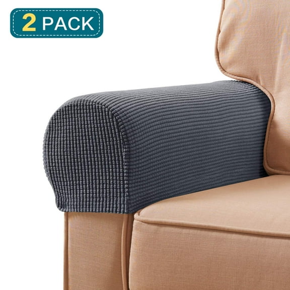 USIONE Stretch Armrest Covers Spandex Arm Covers for Chairs Couch Sofa Armchair Slipcovers for Recliner Sofa with Twist Pins 2pcs (Gray)