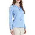 thumbnail image 4 of INSPIRE CHIC Women's Tie Neck Long Sleeve Elegant Button Cuff Office Shirt XS Light Blue, 4 of 8