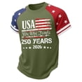thumbnail image 4 of TUOYUAN Boys USA Anniversary Graphic Short Sleeve Tee 250th Kids Summer Top,Army Green,SIZE:100, 4 of 4