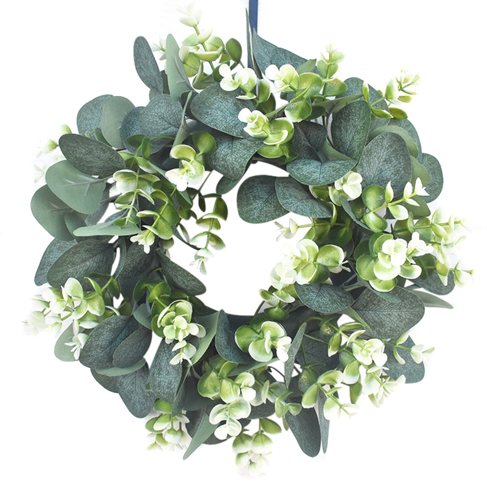 LIFEFAIR Green Eucalyptus Leaf Wreath 20 Inches Artificial Festival Celebration Wreath for Front Door Year Round