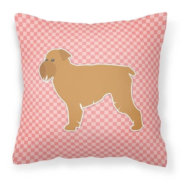 Carolines Treasures BB3640PW1818 Brussels Griffon Checkerboard Pink Fabric Decorative Pillow