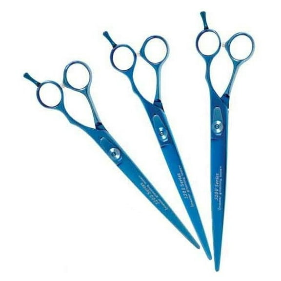 5200 Blue Titanium Shears Professional Pet Grooming Straight Scissors (Full Set - All 3 Shears)