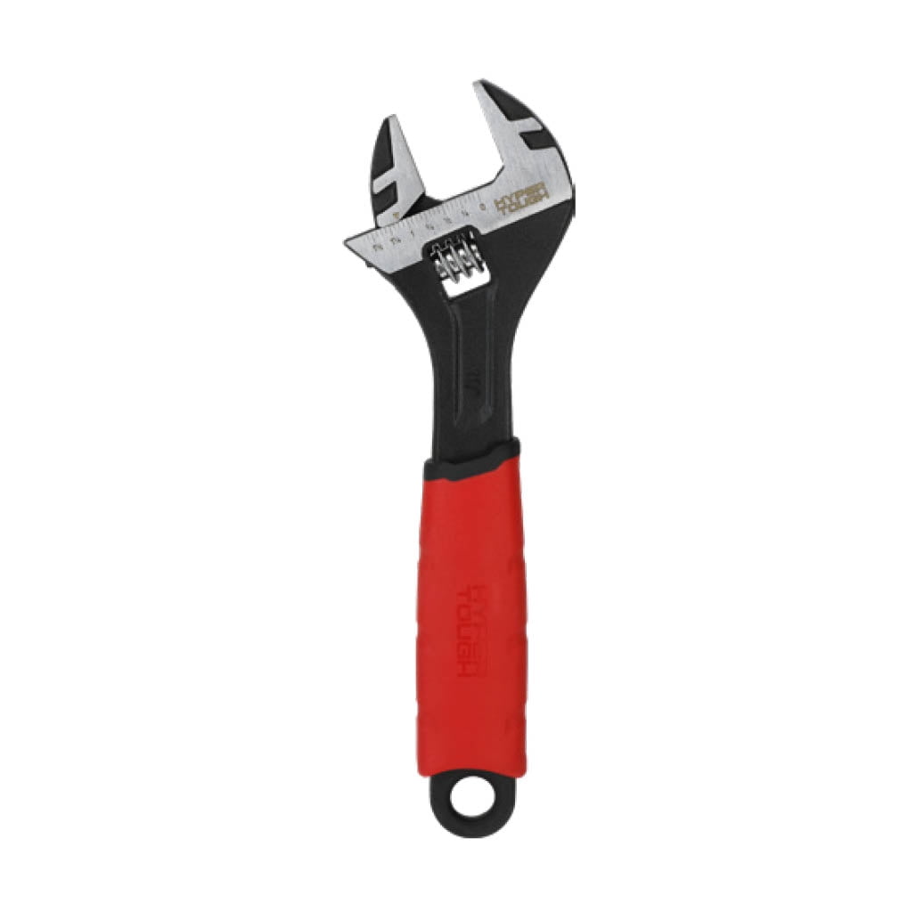 Hyper Tough 10-inch Wide Jaw Adjustable Wrench, Dual Material Comfort Grips