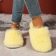 thumbnail image 4 of Bkhluea Fuzzy Faux Fur Slippers Women's Fluffy Long Hair Faux Fur Slip on Slides Fluffy Outdoor Flat Slippers Non-Slip Warm Home Slide Shoes, 4 of 7