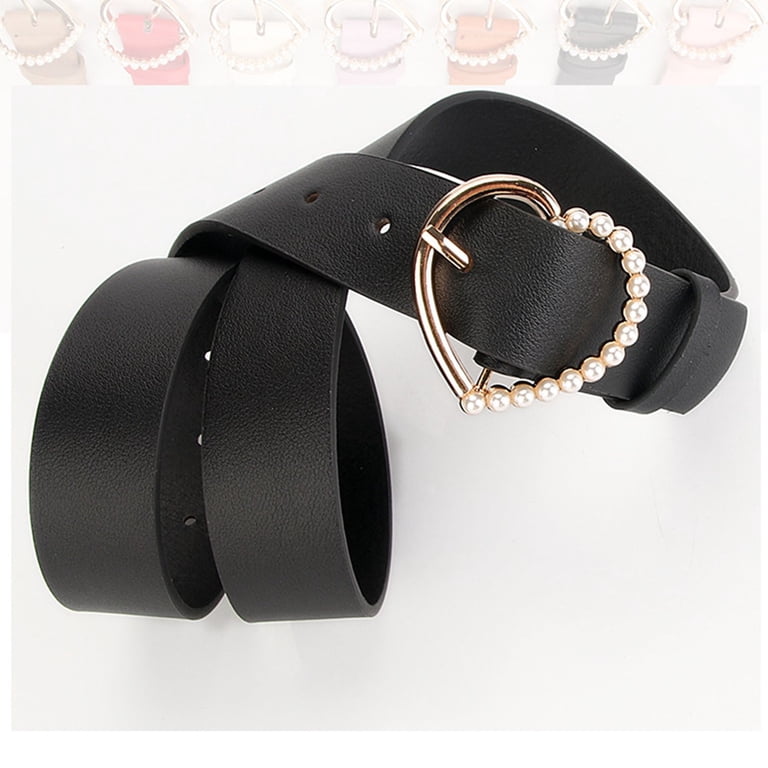 Leather Belt with Pearl & Heart Keepers, Adjustable Sizing, Fashion Accessory Jdlsppl Women main image 3