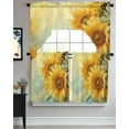 thumbnail image 3 of Suflower Swag Valance and Tier Curtains 36'' Length Set, Country Farmhouse Plant Pastoral Floral Yellow Light Filtering Kitchen Curtains, Tier Curtain Valances for Bathroom/Living Room/Bedroom/Café, 3 of 6