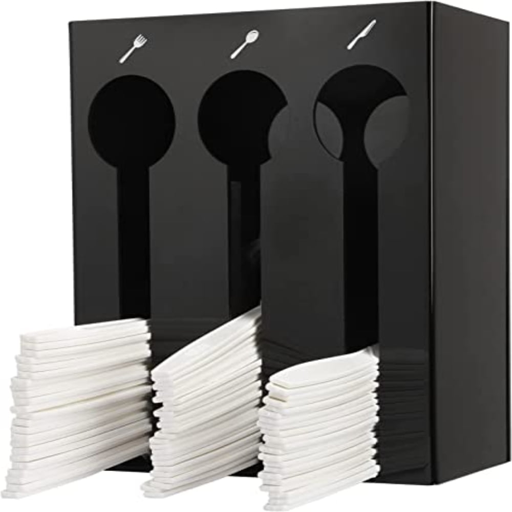 Plastic Utensil Dispenser Holder Caddy Black Silverware Organizer
