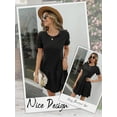 thumbnail image 6 of HUBERY Women Pleated Layered Hem Pocket Crew Neck Short Sleeve Mini Dress, 6 of 7