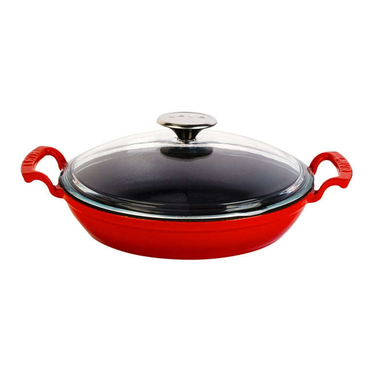 Lava Cast Iron Lava Enameled Cast Iron Grill Pan 12 inch-Round with Pour Spouts Color: Red LV Y STV 30 K0 R