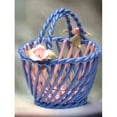 thumbnail image 2 of Ceramic Blue Basket with Pink Roses 3.75 inches  Nature, 2 of 3