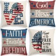 thumbnail image 2 of Patriotic Pillow Covers 18x18 Set of 4, 4th of July Decorations Throw Pillow Covers Outdoor, Vintage God Bless America Star Pillow Cases, Independence Memorial Day Decorations for Home Couch, 2 of 10