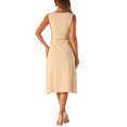 thumbnail image 3 of INSPIRE CHIC Tank Dress for Women's Crew Neck Ruched Casual A-line Midi Sleeveless Dresses XL Beige, 3 of 6