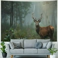 thumbnail image 4 of JEUXUS Deer Stag in Foggy Autumn Forest Photo Photograph Deer Art Tapestry Painting, 4 of 6