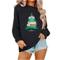 thumbnail image 2 of Njoeus Christmas Sweatshirts for Women Trendy 2024 Long Sleeve Christmas Tree Printed Pullover Sweaters Crew Neck Shirts Funny Xmas Holiday Tops Black M, 2 of 3
