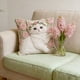 thumbnail image 1 of CaiYueKe Cute Cat Embroidery Pillow Cover - Flocked Velvet Decorative Throw Cushion Sofa Bedroom Living Room Accent Pillowcase, Faux Embroidery Animal Pattern Home Decor Gift for Women, 1 of 7
