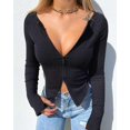 thumbnail image 1 of ITFABS Women Long Sleeve Crop Tops Solid Color Ribbed Zipper O-neck Cardigan, 1 of 5