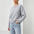 thumbnail image 6 of CHGBMOK Cropped Knit Sweater for Women Crew Neck Long Sleeve Drop Shoulder Pullover Relaxed Fit Casual Tops, 6 of 8
