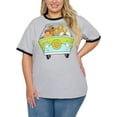 thumbnail image 2 of Women's Plus Size Scooby-Doo T-Shirt Ringer Mystery Machine Heather Gray, 2 of 6