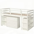 thumbnail image 5 of White Low Study Twin Loft Bed with Cabinet & Rolling Desk - Solid Pine, 5 of 13