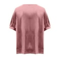 thumbnail image 5 of Feancey Sparkly Tops for Women Sequin Splicing Velvet T Shirts Dressy Casual Short Sleeve V Neck Glitter Blouses Spring Summer Elegant Party Tee Shirts Pink 3XL, 5 of 7