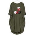 thumbnail image 4 of VSSSJ Womens Casual Dresses Long Sleeve Crew Neck Loose Fit Knee Length Christmas Print Cozy Pullover Sweatshirt Dress with Pockets Army Green-04 XL, 4 of 5