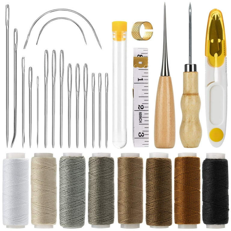 29 Pieces Leather Sewing Kit, Leather Sewing Upholstery Repair Kit With 8  Colors Sewing Thread, For