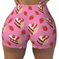 thumbnail image 2 of Haiem Strawberry Cake No Front Seam Biker Shorts for Women Yoga Workout Gym Bike Shorts with Tummy Control Moisture-Wicking-X-Large, 2 of 9