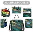 thumbnail image 2 of OBREWU Teal Gold Marble Women's Insulated Leakproof Large Lunch Bag, Oxford Cloth, 2 of 7