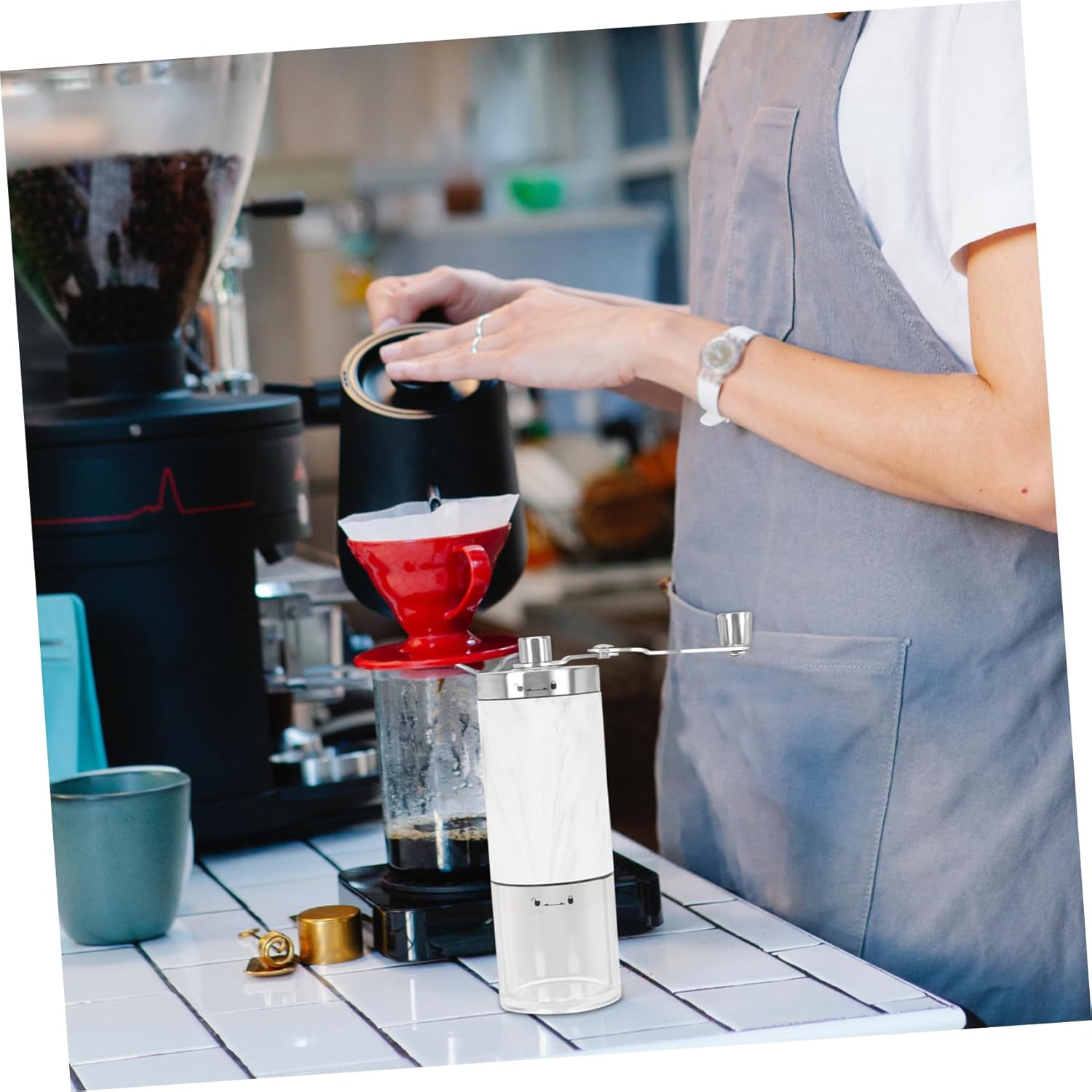 Manual Coffee Grinder Stainless Steel Hand Mill Compact Bean Grinding Tool for Home Office Travel Brewing