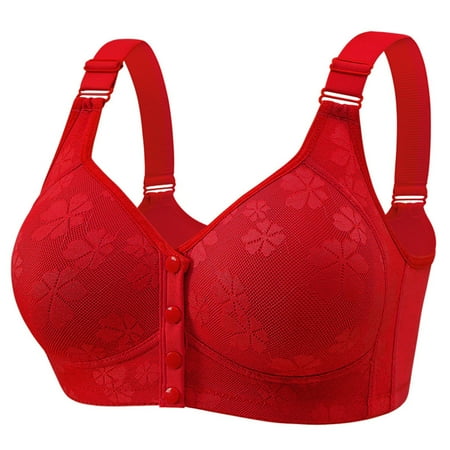 Jalioing Women s Wireless Bra with Adjustable Strap Front Closure Full Coverage Everyday Bras Plus Size Support Bra