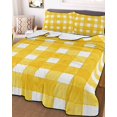 thumbnail image 3 of Quilts Twin XL Size, Yellow Plaid Soft Comforter Bedding Set for Bed, Watercolor Grid Checker Gingham Farmhouse Lightweight Quilted Bedspread with Pillow Cover(2 Pieces) for All Season, 68x98 Inch, 3 of 6