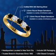 thumbnail image 2 of Gem Stone King 18K Yellow Gold Plated Silver Black Diamond and White Moissanite Wedding-Bands Ring for Women | 0.83 Cttw | Round 3.5MM | Gemstone April Birthstone | Size 7, 2 of 7