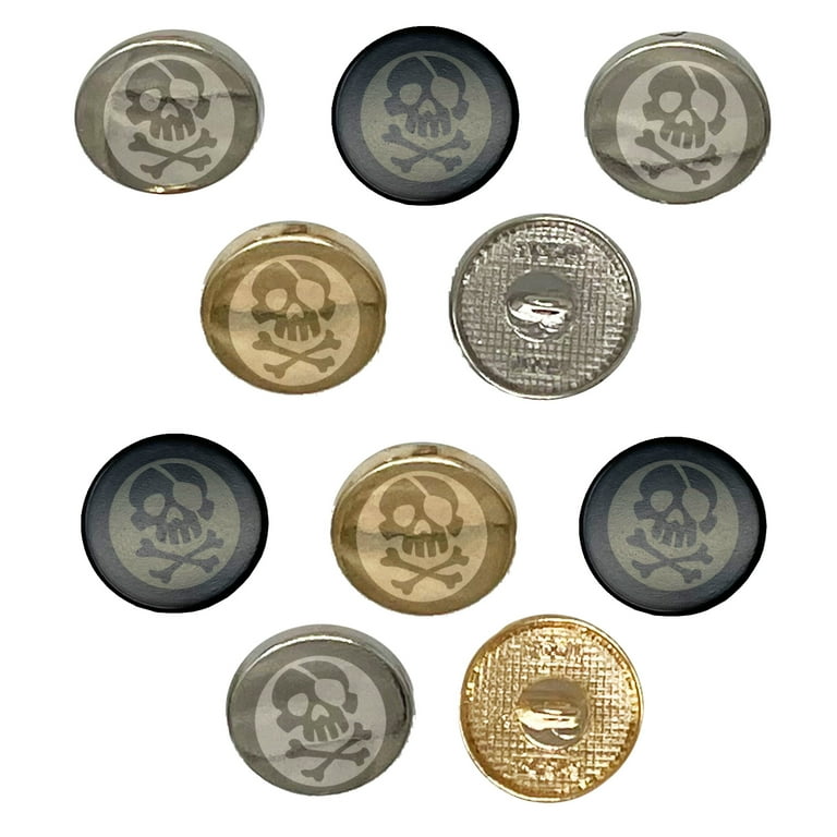 Metallic Skull Shanked Button - each Metallic Skull Shanked Button - each