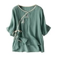 thumbnail image 2 of Blue Sunflower Shirts for Women Plus Size, Cotton Plus Size Summer Tops, Short Sleeve Womens Tops Plus Size, Women’S Plus Size Shirts, Embroidery Embroidery Womens Blouses Plus Size, 2 of 9