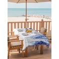 thumbnail image 2 of Outdoor Tablecloth with Umbrella Hole for Patio/Picnic/Party/Camping, Navy Blue Waterproof Table Cloth Rectangle Table Cover Washable, Summer Botanical Leaves Watercolor (60"x 84"), 2 of 8