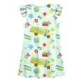 thumbnail image 5 of LILIYA Little Girls A-Line Dress Back to School School Cartoon Print Dress Floral Dress Cute Flutter Sleeve Lightweight Casual Summer Outfits Party Dress for Girls 1st 2nd 3rd Grade, 5 of 6