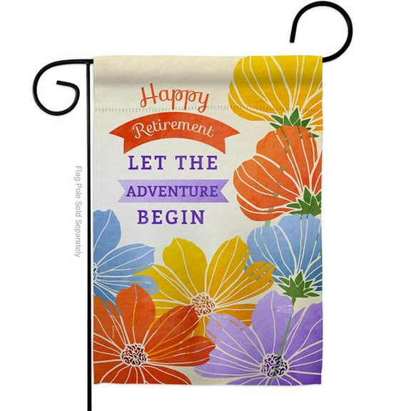 Angeleno Heritage G135509-BO Retirement Adventure Celebration Double-Sided Decorative Garden Flag, Multi Color