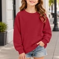 thumbnail image 2 of ATOGUTA Girls Crewneck Sweatshirt Red Kids Long Sleeve Sweatshirts Casual Fashion Spring Fall Clothes with Pockets Size 3T-14, 2 of 8