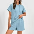 thumbnail image 5 of Otvok Summer Womens Sets Casual 2 Piece Outfits Short Sleeve Hoodie Tops and Shorts with Pockets, 5 of 6