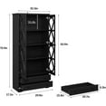 thumbnail image 5 of VEANERWOOD Storage Cabinet With 2 Acrylic Barn Doors & 2 Drawers For Living Room, Farmhouse Large Kitchen Cabinets With 3 Adjustable Shelves, Black, 5 of 6