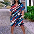 thumbnail image 3 of Usmixi Womens Independence Day Dresses 4th of July Patriotic Plus Size Pocket Tunic Midi Dresses Fashion Star Striped Print V-Neck Short Sleeve Knee-Length Summer Dress Navy xxxl, 3 of 5