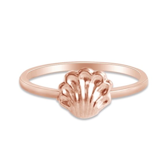 14k Rose Gold Plated 925 Sterling Silver Lovely Tiny Coastline Seashell Ring Jewlery for Her Women Valentine's Day Birthday Ring Size-7