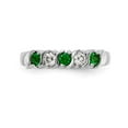 thumbnail image 4 of 14K White Gold Ring Band Gemstone Diamond Round Emerald Green, Size 7, 4 of 7