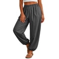 thumbnail image 2 of Yifymode Womens Balloon Pants Trendy Casual Elastic Waist Wide Leg Harem Pants Baggy Pleated Lantern Trousers, 2 of 7