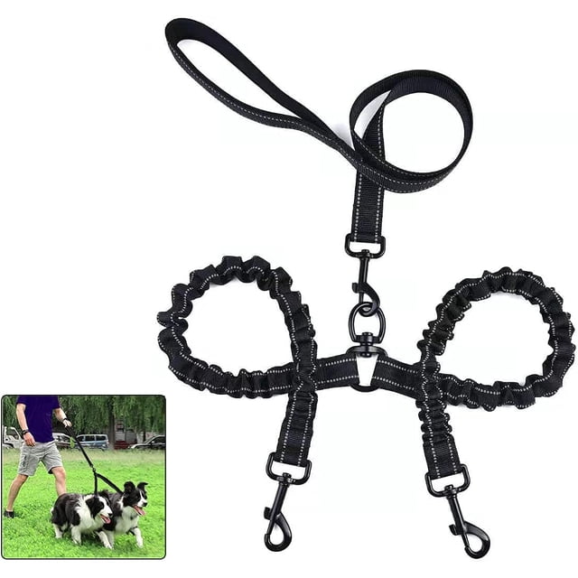 Double Dog Leash For 2 Dogs,Dog Leash,360° Tangle-Free Double Dog Leash,Multifunctional Detachable Leash,Elastic Material Shock Absorption