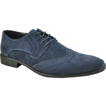 - BRAVO/KING-3 Dress Shoe Classic Faux Suede Oxford Leather Lining Blue 7.5M