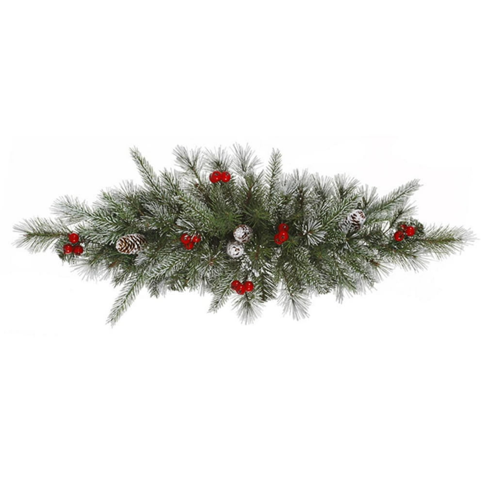 30" Frosted Pine Cone and Berry Artificial Christmas Swag Unlit