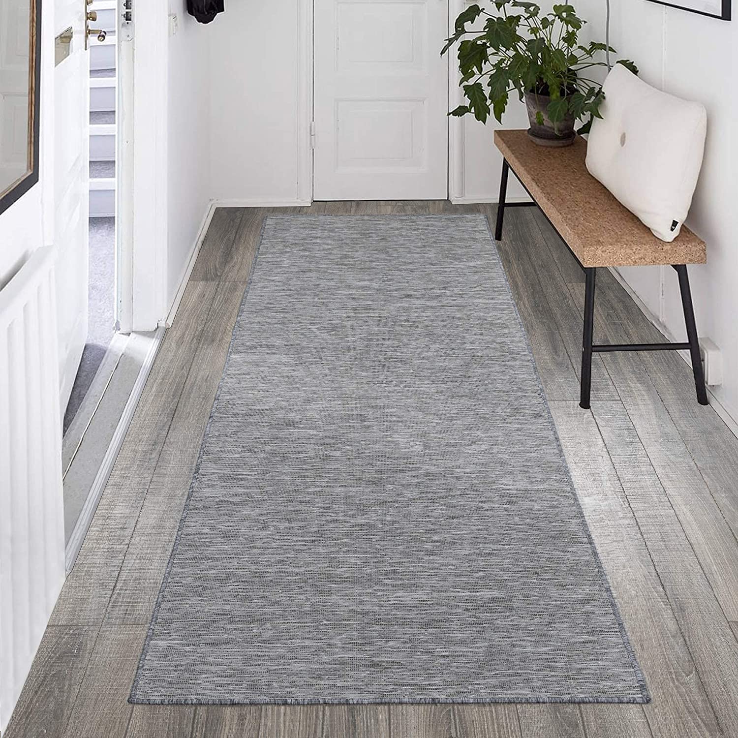 CPDD Sundance Collection Indoor/Outdoor Reversible Runner CPDD , 2'7" x 7', Grey Grey 2 ft 7 in x 7 ft